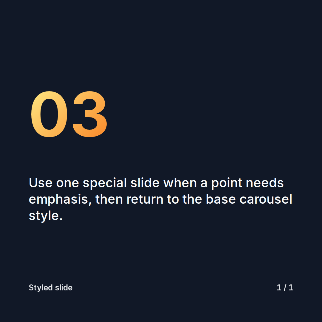 Square Pro carousel card with a large highlighted number and compact explanation text.